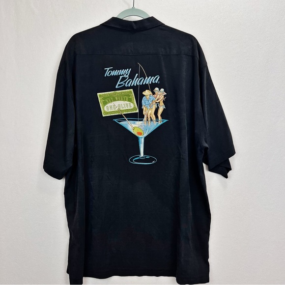 Tommy Bahama Other - TOMMY BAHAMA Embroidered Martini Fishing Casual Shirt Size XL 100% Silk Black